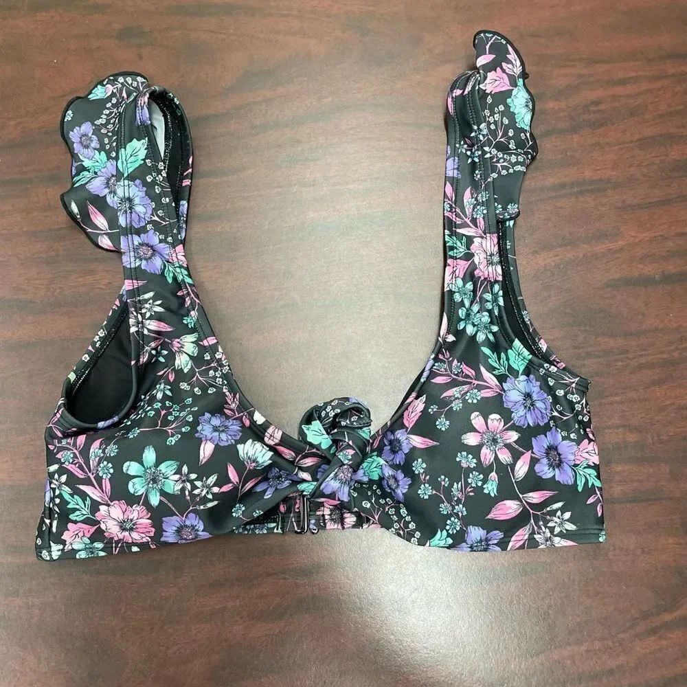 Aeropostale Floral Ruffle Bikini Top